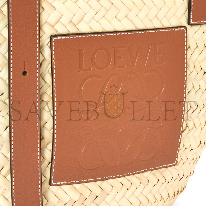 L0ew* basket in palm leaf and calfskin a223s92xax (40*36.5*16cm)